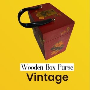 Vintage hand painted wooden box purse